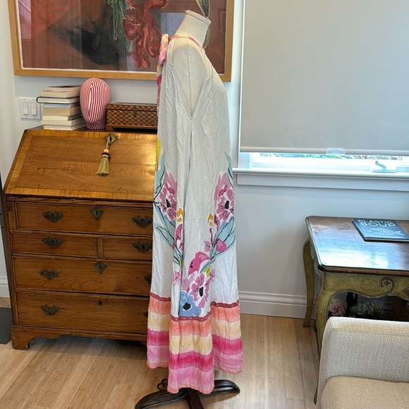 blink Floral Print Halter Dress With Striped Hemline - Picture 4 of 6